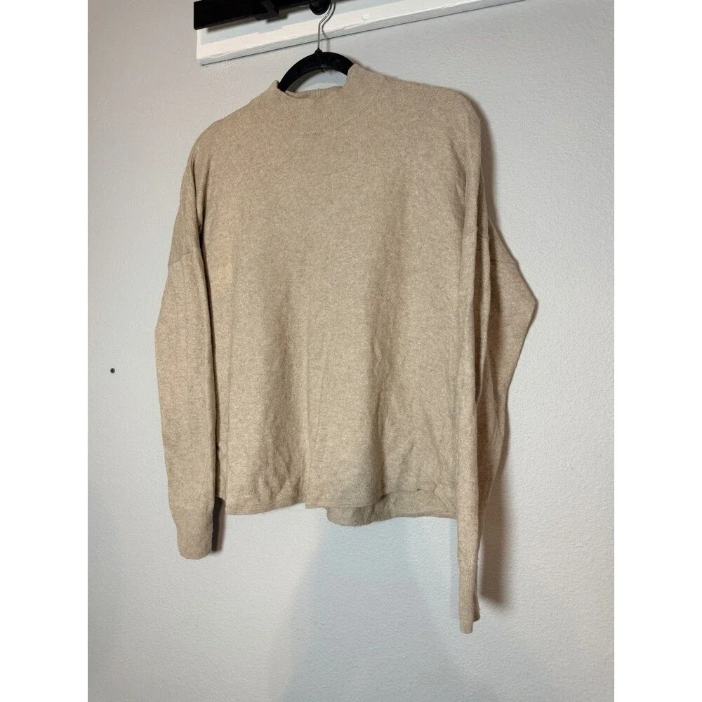 Madewell Ashbury Mockneck Sweater XL Tan Heather Hazelwood Minimalist Capsule